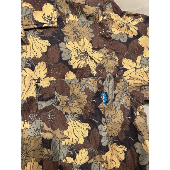 Kavu Men’s Medium Camp Collar Aztec Print Tencel Short Sleeve Button Up Floral - Picture 2 of 7